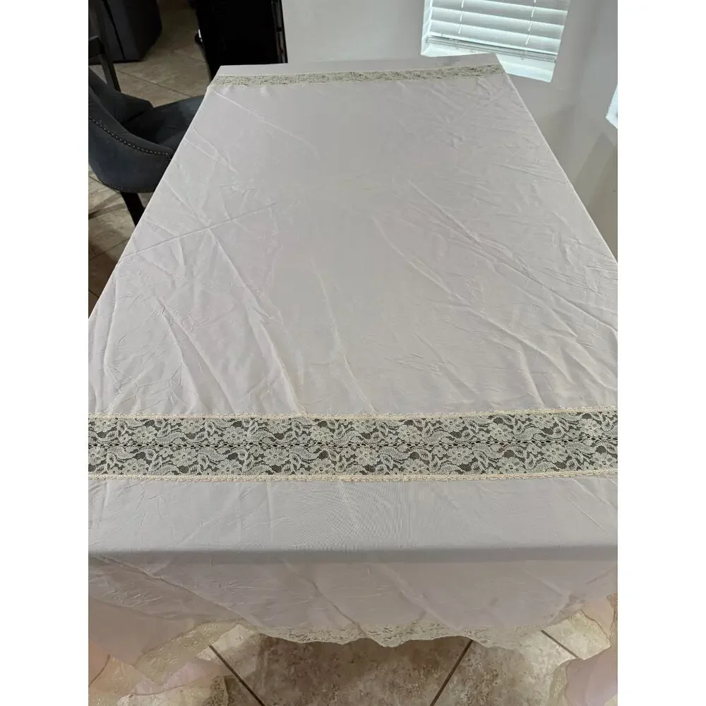 Vintage Mollye Lilienfeld Pink Lace Bedspread Coverlet 84x82 Art Deco Style